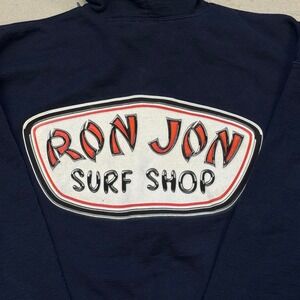 Ron Jon Surf Shop Hoodie 2XL Navy Zip Y2K Retro Graphic Back Logo Surf Skate